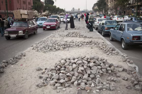 Image: Stones used by anti-government demonstra
