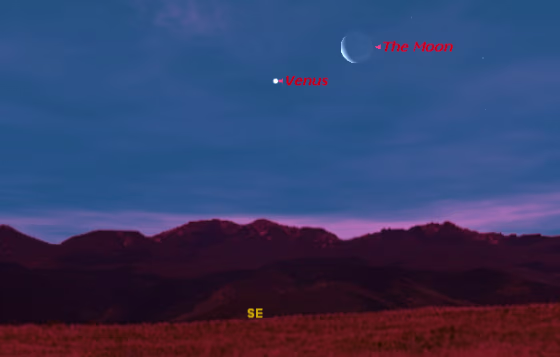 Image: Sky map of Venus and the moon