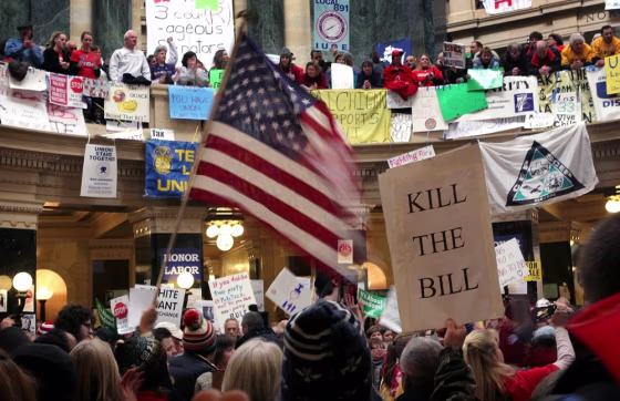 Image: Protests in Madison, Wisc.