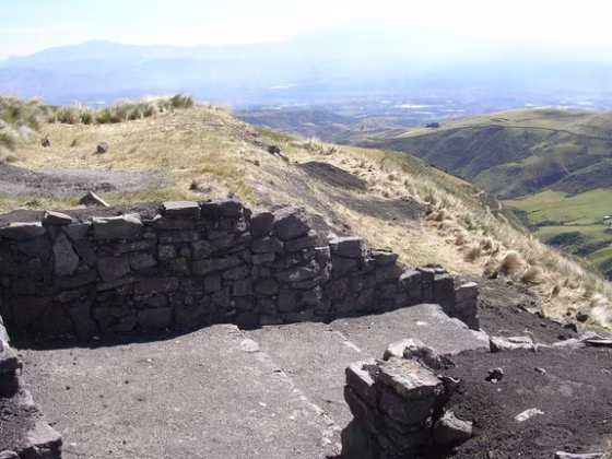 The west gate of the Inca fortress of Quitoloma. Archaeologists are working on excavating and conserving it.