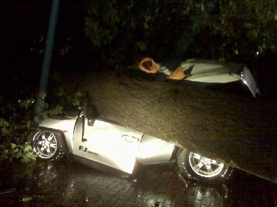 An SUV belonging to South Carolina Governor Nikki Haley's husband Michael was destroyed by powerful storms.