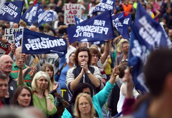 Public sector workers take part in a march on&nbsp;Thursday in Bristol, England.