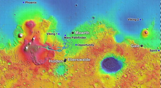 Out of more than 30 sites considered as possible landing targets for NASA's Mars Science Laboratory mission, by November 2008 four of the most intriguing places on Mars rose to the final round of the site-selection process. NASA cut the choices Wednesday to two: Gale or Eberswalde.