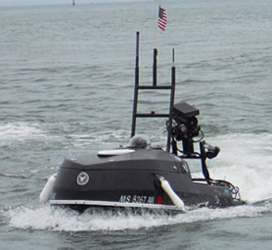To build Blackfish, engineers sawed off the top half of an existing jet ski and added sensor packages for underwater sonar, surface radar and a video camera.