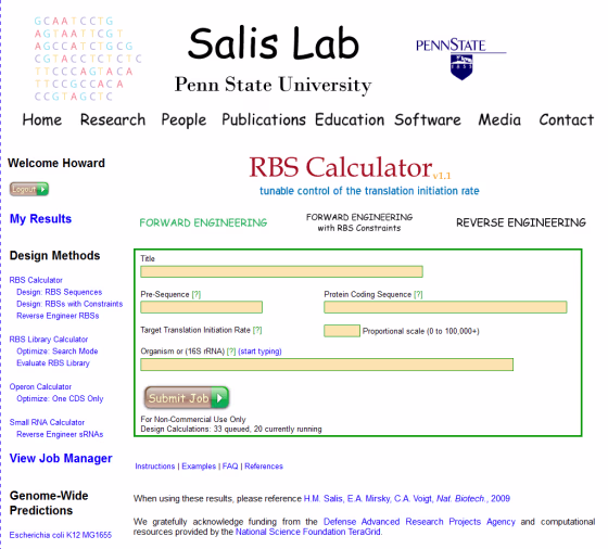 This is a screenshot of computer software program designed to help companies create microbes that manufacture things such as drugs and biofuels.