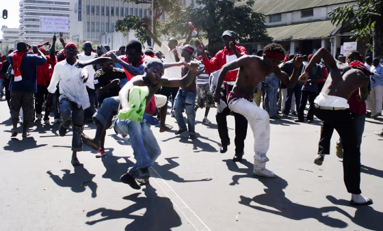 Image: Protestors take to the streets of Malawi's commercial capital Blantyre