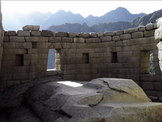The site at Machu Picchu where archaelogists say a statue of an Inca emperor stood.