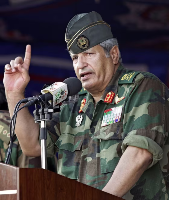 Image: Rebel forces chief commander Abdel Fattah Younes speaks during a rally in the rebel-held city of Benghazi, Libya on July 6