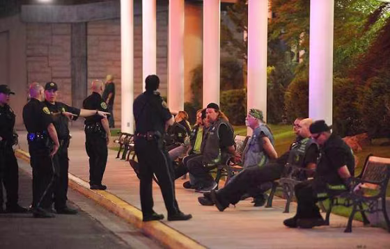 Image: Police officers and bikers