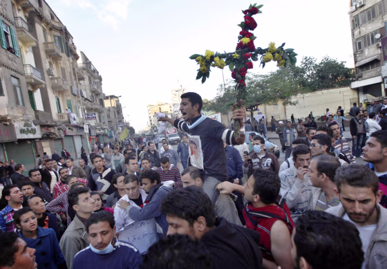 Image: An Egyptian Copts chant slogans