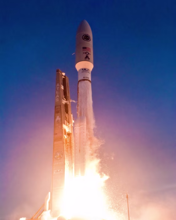 A United Launch Alliance Atlas 5 rocket with the Air Force’s Advanced Extremely High Frequency-1 (AEHF-1) satellite lifts off&nbsp;from a launch pad&nbsp;at Cape Canaveral Air Force Station&nbsp;on Aug. 14, 2010.