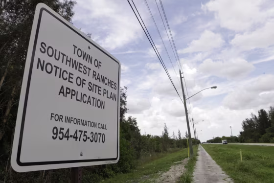 Image: Sign at site of proposed detention center in Southwest Ranches, Fla.
