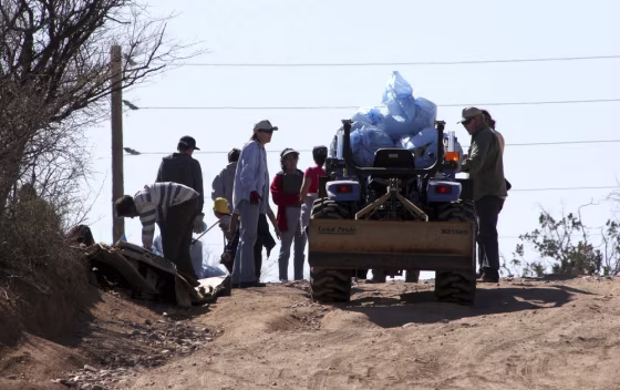 Image: Volunteers collect trash along the Santa Cruz River in Rio Rico