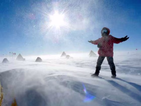The search-for-meteorites program places researchers on the ice to live in base camp conditions of wind and snow.