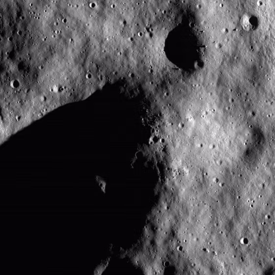 Rim of Shackleton crater near the lunar south pole – a site for ice.