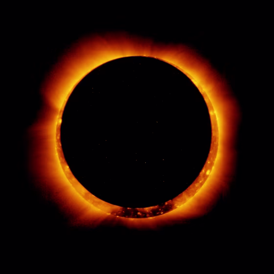 On Jan. 4, 2011, the moon passed in front of the sun in a partial solar eclipse — as seen from parts of Earth. Here, the joint Japanese-American Hinode satellite captured the same breathtaking event from space. The unique view is of the annular solar eclipse.