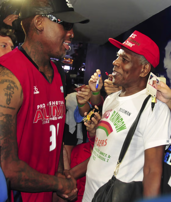 Image: Former NBA star Dennis Rodman meets his estranged father