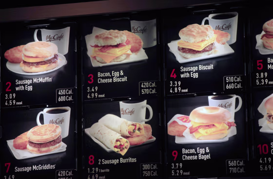 Image: The breakfast menu from McDonald's