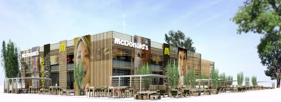 An artist's rendering of the 32,000-square-feet McDonald's restaurant planned for the 2012 London Olympics. 