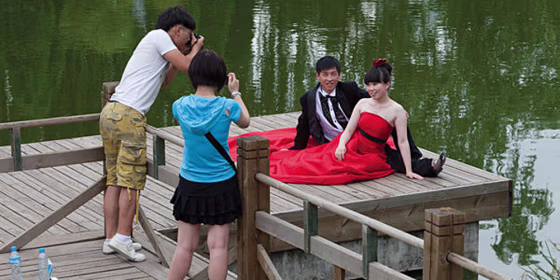 Image: A future bride and groom posed for photos