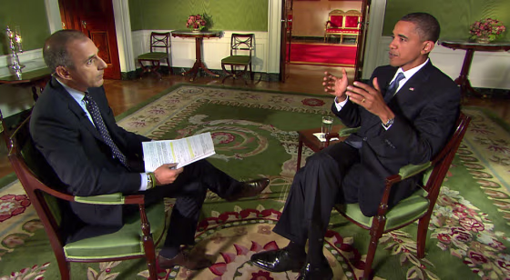 President Barack Obama talks to TODAY's Matt Lauer in the Green Room of the White House.