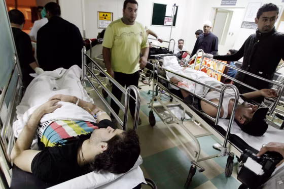 Image: Wounded Shiite Bahraini demonstrators ar