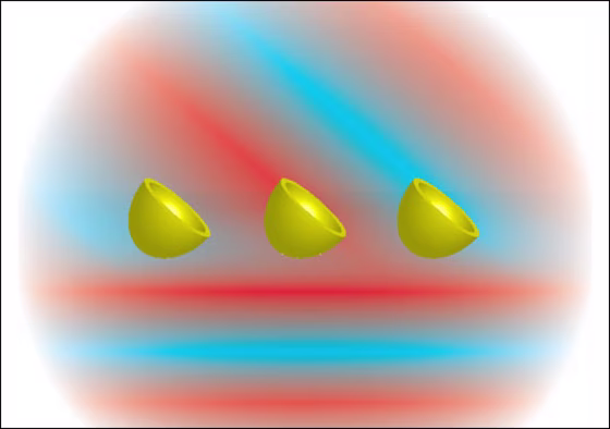 Naomi Halas, Rice University |
High Design
This illustration shows the basic design of a new 3D metamaterial, which is lined with gold nanocups that re-direct the flow of light hitting an object. When the light is gathered and aimed away from the viewer's eye, the object appears invisible