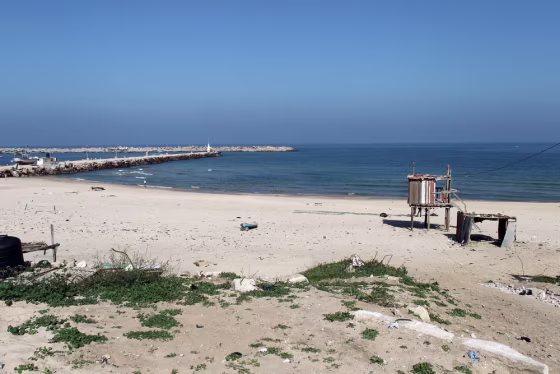 Image: A view of Gaza City's beach and the port