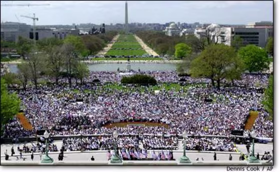 Crowds gather in support of Israel on the west front of the Capitol on April 15. The photo was taken at 2:30 p.m., the peak of the rally, according to organizers.