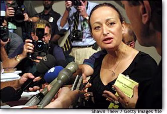 Brigitte Boisselier, director of Clonaid, speaks to reporters Aug. 7, 2001 in Washington. Boisselier claims that in December 2002 her company created the first human clone. The claim has since been widely disregarded by scientists as a publicity stunt.