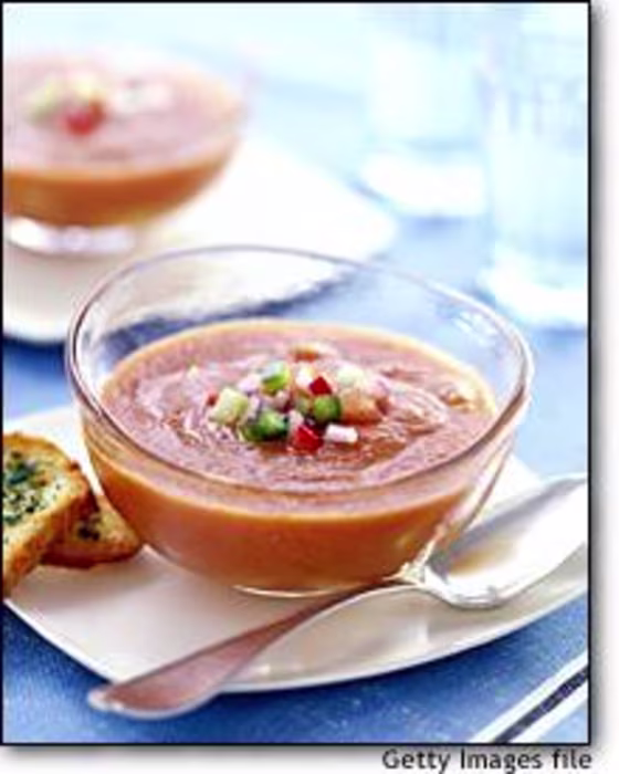 Gazpacho and other chilled soups are a tasty way to boost your intake of veggies and fruits.
