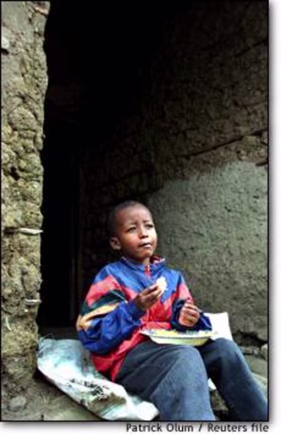 Alex Makau, 7, is on anti-retroviral drugs to combat AIDS, which afflicts 15 percent of the 32 million Kenyans.