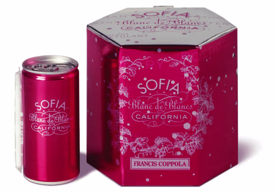 Sofia blanc de blancs, made by Niebaum-Coppola Winery, will be packaged in individual-serving cans, with their own straws, and sold in four-packs.&nbsp; The hope is to appeal to younger drinkers, especially clubgoers.