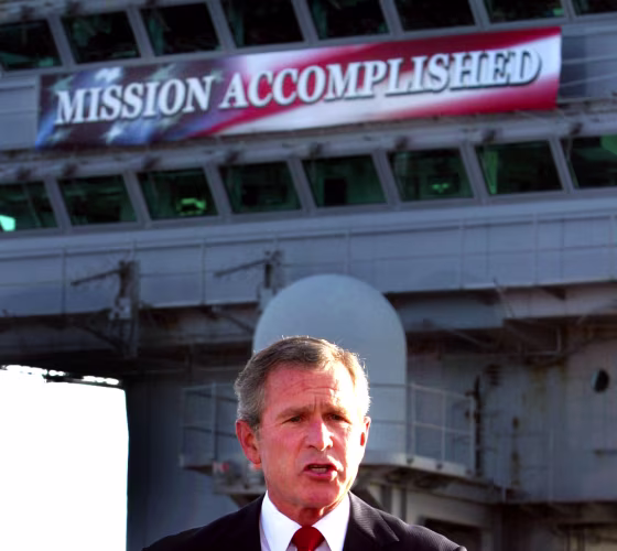 Image: George W. Bush, \"Mission Accomplished\" sign