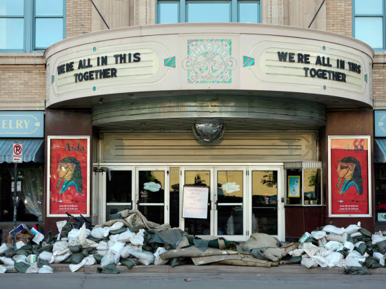 Image: A theater in the flood zone downtown Cedar Rapids, Iowa