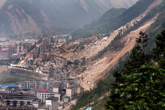 Image: ruins of collapsed buildings