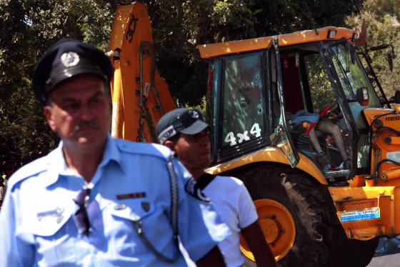 Image: Site of a bulldozer attack in Jerusalem, Israel