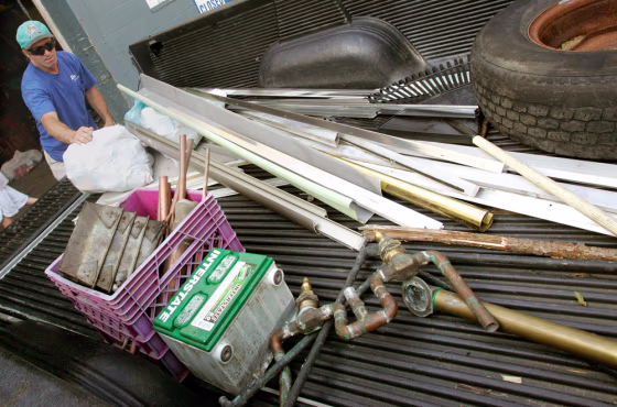 Image: David Trombley brings scrapmetal for recycling