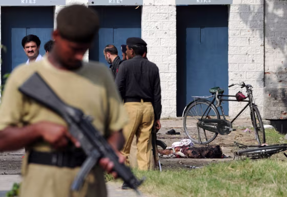 Image: Pakistani security at the site of the attack