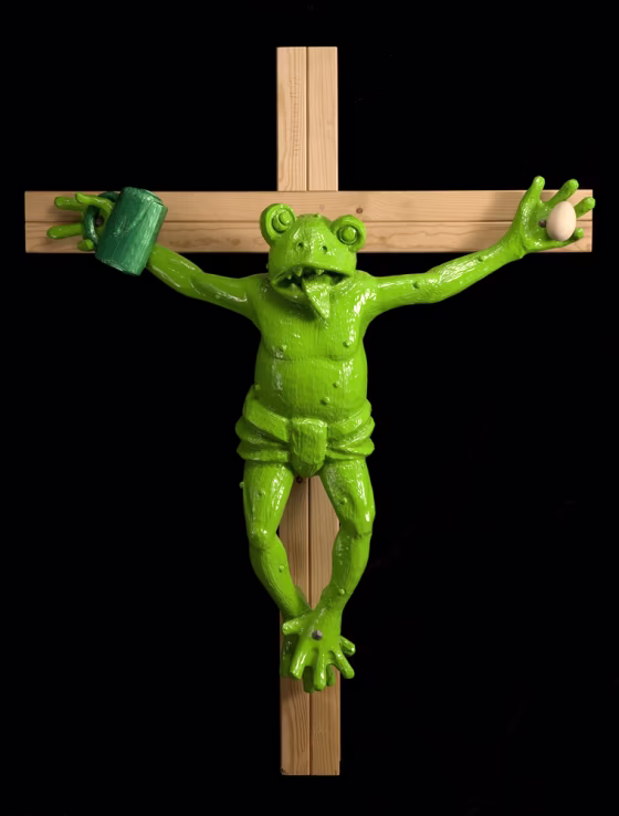 Image: Crucified frog artwork
