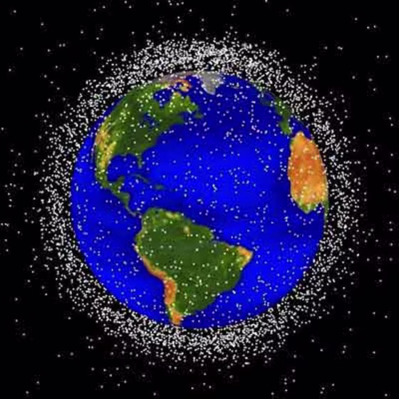 Image: Artist's rendition of space junk surrounding the Earth