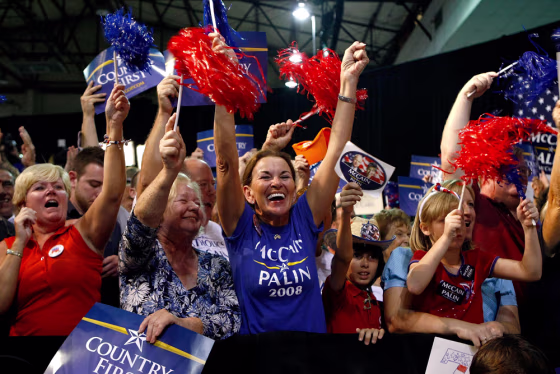 Image: Supporters cheer for Republican presidential nominee Sen. John McCain