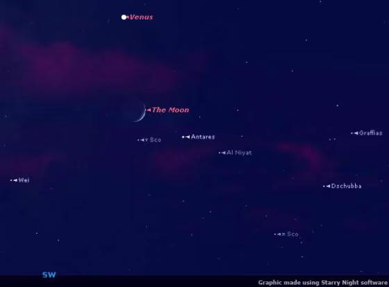 The scene just after sunset from midnorthern latitudes on Oct. 31.