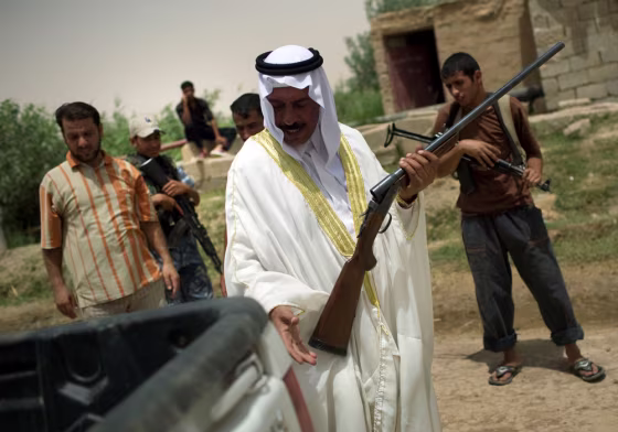 Sheik Jassim Muhammed al-Sweidawi prepares to go bird hunting at his Ramadi home. He is among a new generation of tribal leaders asserting influence across Sunni areas.