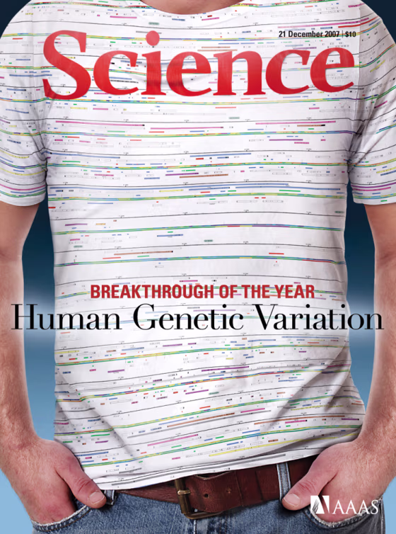 A T-shirt bearing an annotated gene-sequence map of human chromosome 1 symbolizes the journal Science's top breakthrough of the year for 2007 — the realization that DNA differs from person to person much more than researchers had suspected.