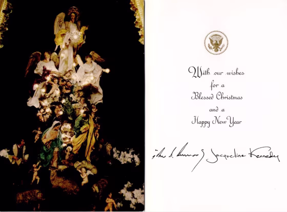 Image: A 1963 White House Christmas card from late U.S. President Kennedy is pictured in handout photograph