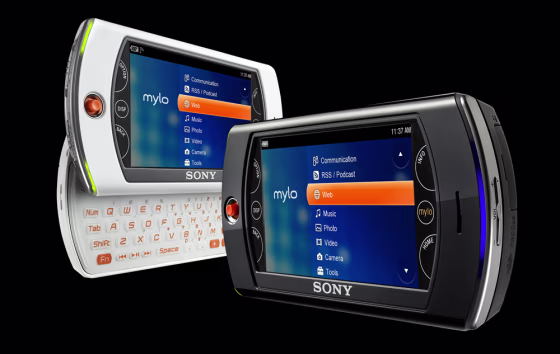 Image: Sony shows their Mylo wireless messaging device.