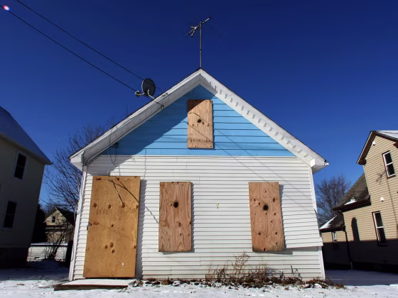 Image: boarded up home