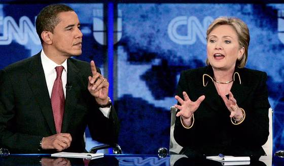 US Democratic presidential candidates Obama and Clinton participate in Texas Democratic Party's presidential candidates debate at the University of Texas at Austin