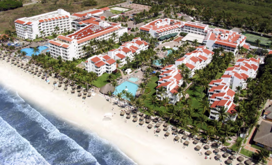 The Marival Resort & Suites in Nuevo Vallarta, Mexico is a sprawling 495-room Mediterranean themed resort on the hotel-lined beach in Nuevo Vallarta, just north of the famous vacation city.